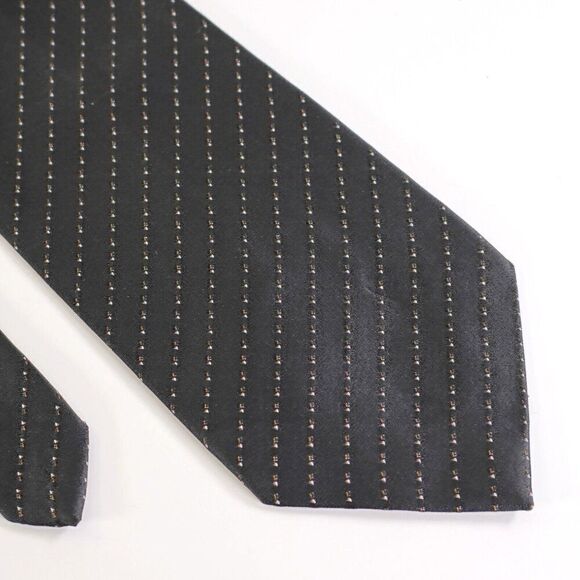 Sadhwnis Black Blrown Woven Striped Wide Pure Silk‎ Tie - Picture 1 of 5